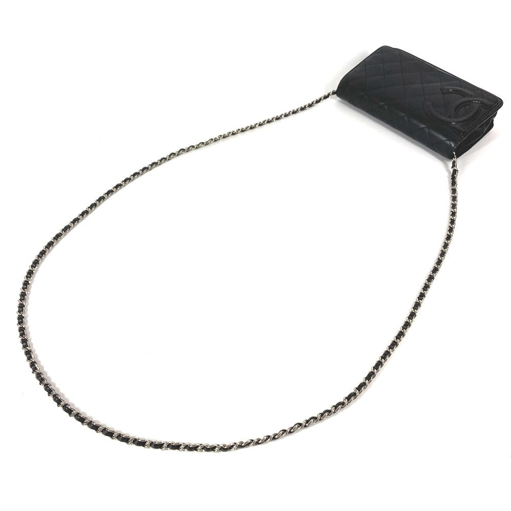 CHANEL A46646 Cambon CC Coco Mark Logo Chain Wallet, Long Wallet, Crossbody Chain Bag, Shoulder Bag, Leather, Women's, Black