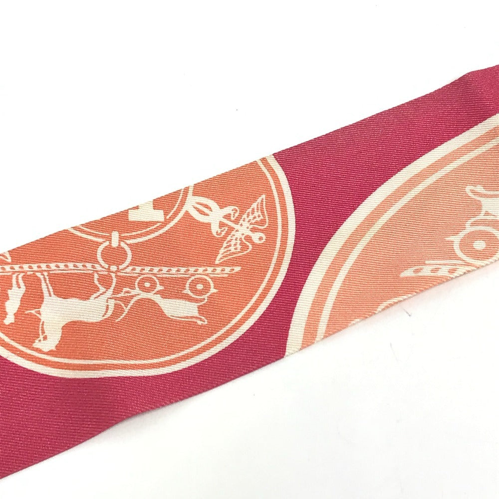 HERMES Twilly Silk Scarf for Women, Pink
