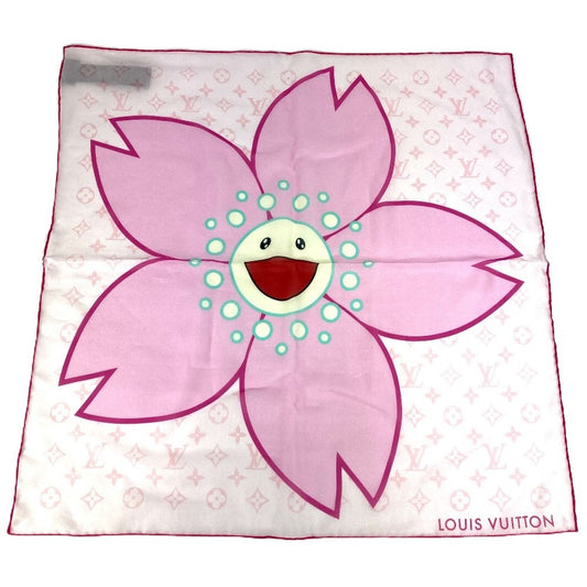 LOUIS VUITTON M96088 LV×TM 村上隆 桜 サクラ LV×TM カレ55 チェリーブロッサム スカーフ シルク ユニセックス ピンク