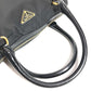 PRADA 1BB01 2-Way Handbag/Tote Bag with Triangle Logo and Plaque, Crossbody/Shoulder Bag, Leather/Nylon, Unisex, Black