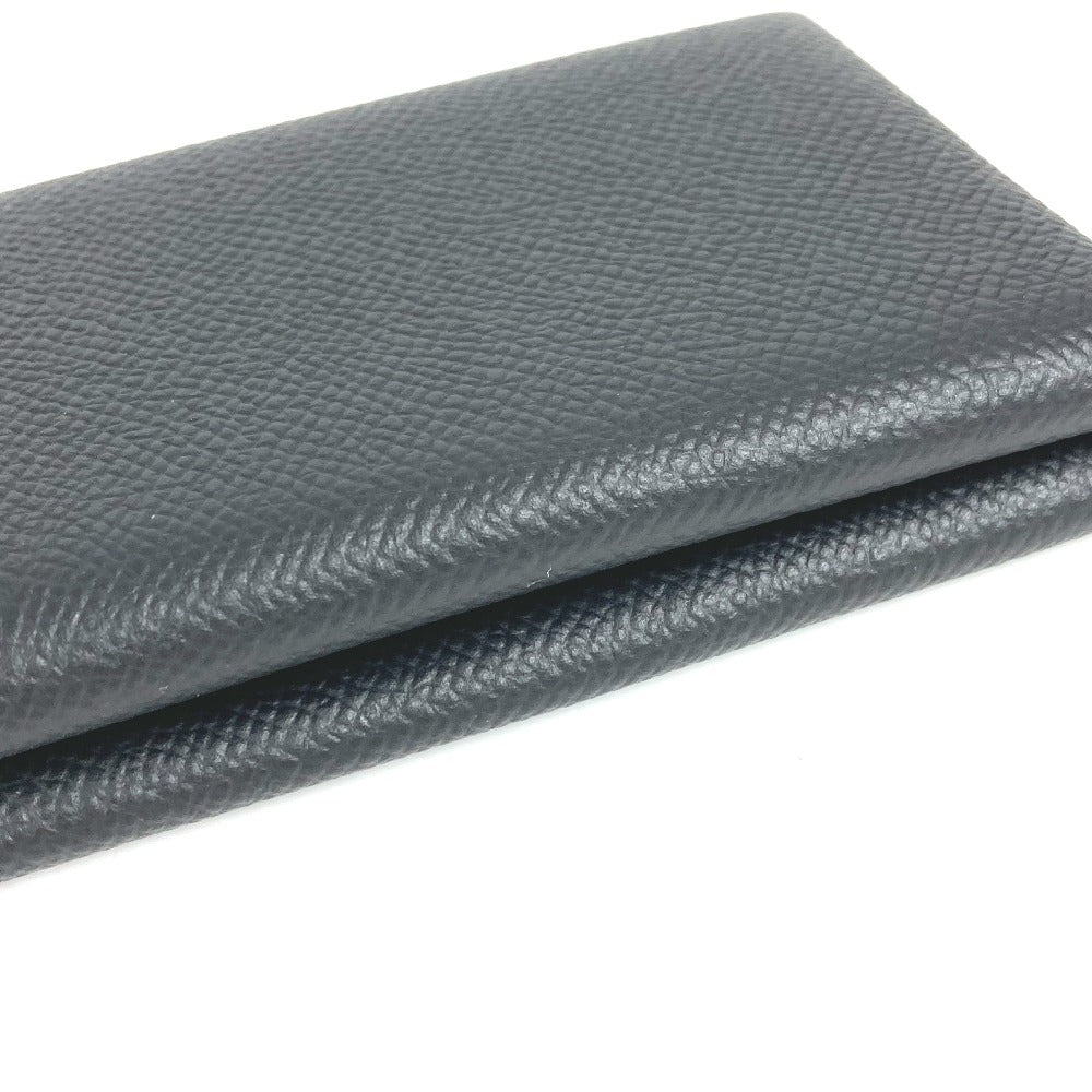 HERMES Calvi Duo Bifold Wallet with Card Case, Coin Purse, Business Card Holder, Pass Case, Coin Case, Epson, Unisex, Black