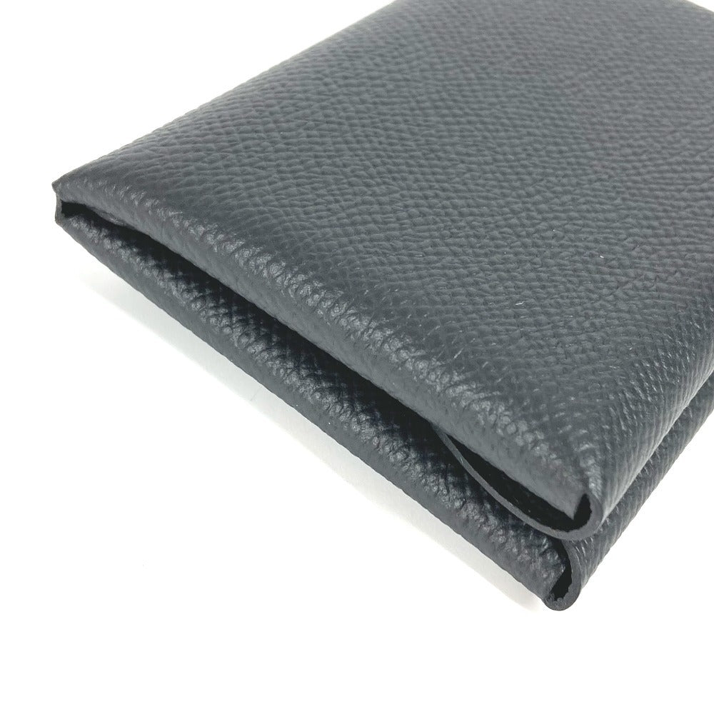 HERMES Calvi Duo Bifold Wallet with Card Case, Coin Purse, Business Card Holder, Pass Case, Coin Case, Epson, Unisex, Black