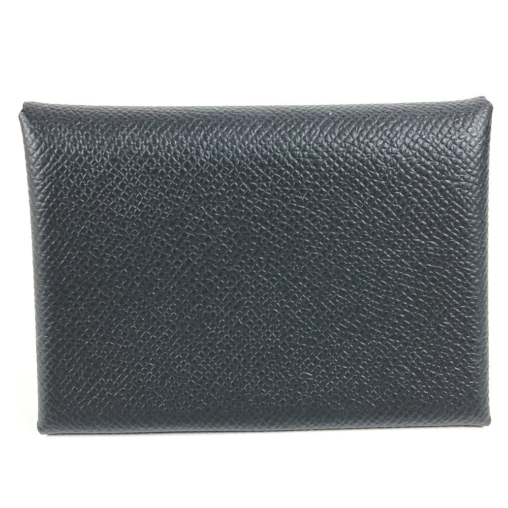 HERMES Calvi Duo Bifold Wallet with Card Case, Coin Purse, Business Card Holder, Pass Case, Coin Case, Epson, Unisex, Black