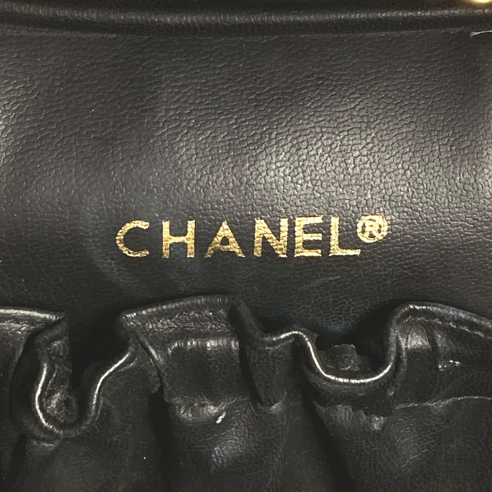 CHANEL CC Coco Mark Logo Picolore Vanity Bag Pouch Box Handbag Leather Women's Black