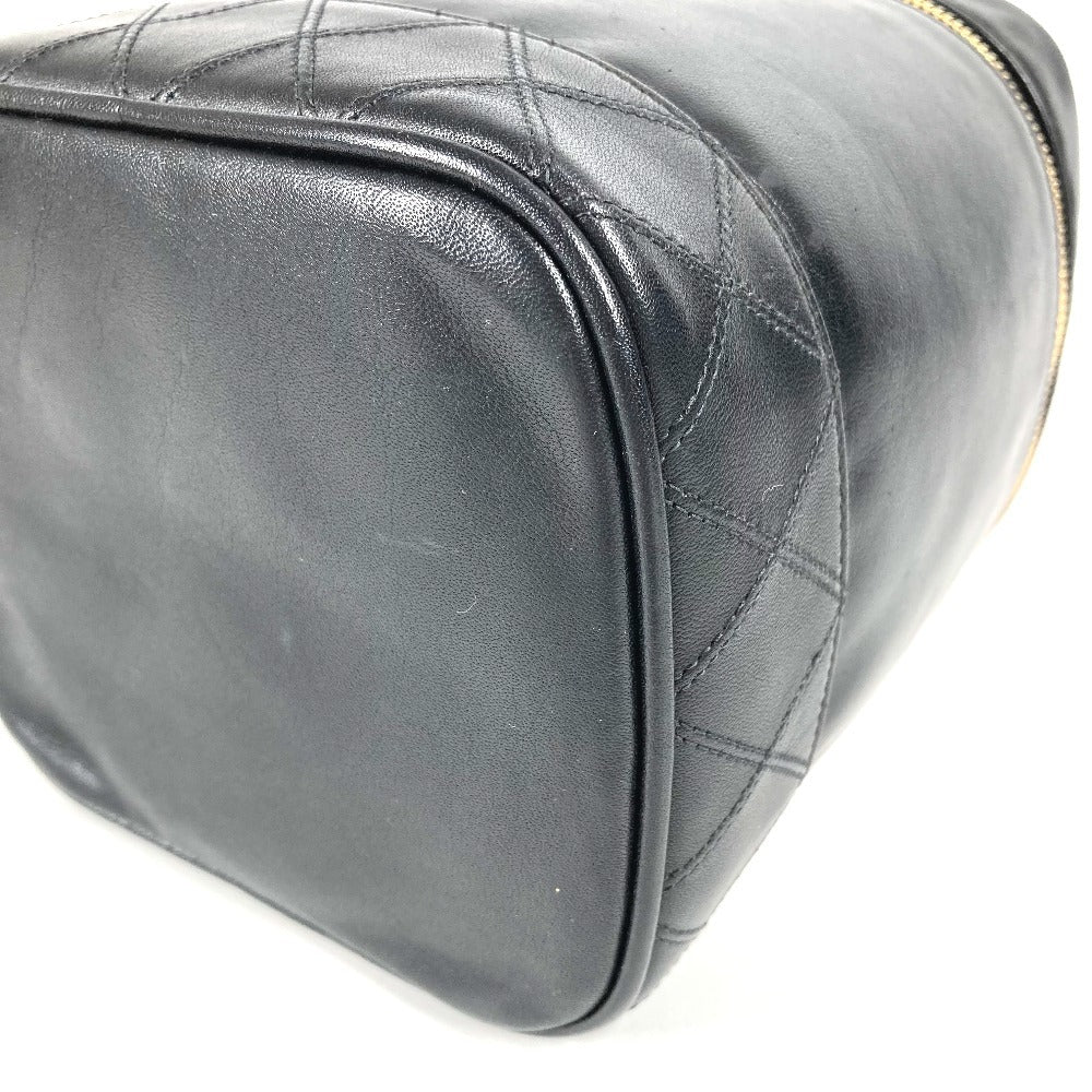 CHANEL CC Coco Mark Logo Picolore Vanity Bag Pouch Box Handbag Leather Women's Black
