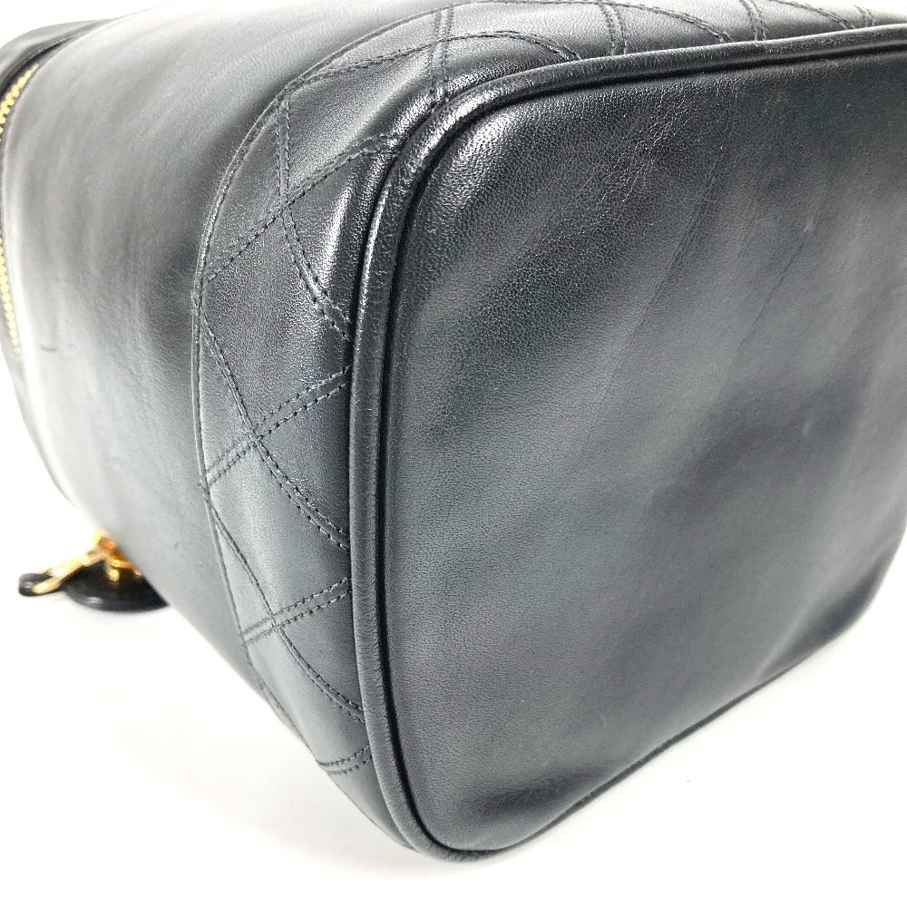 CHANEL CC Coco Mark Logo Picolore Vanity Bag Pouch Box Handbag Leather Women's Black