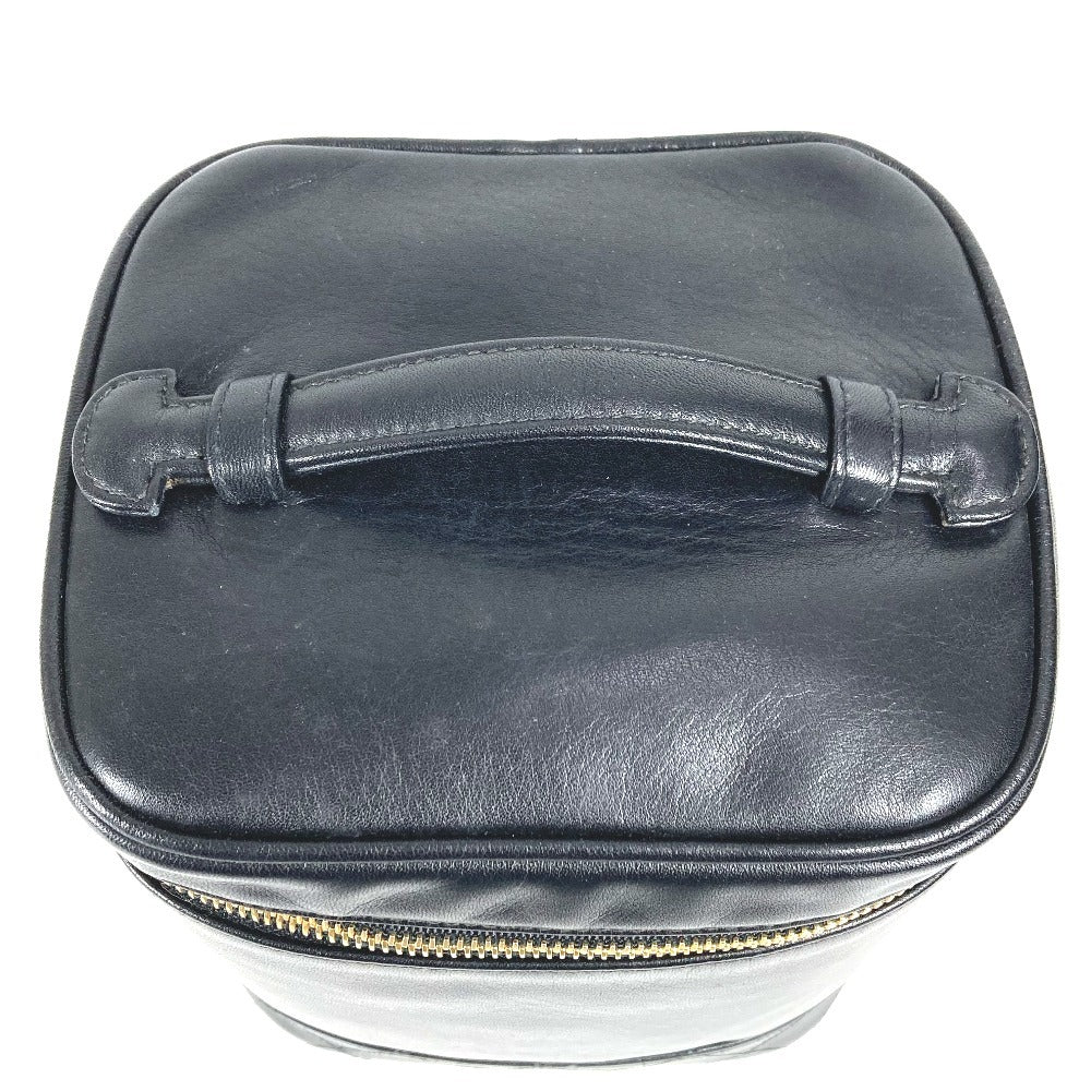 CHANEL CC Coco Mark Logo Picolore Vanity Bag Pouch Box Handbag Leather Women's Black