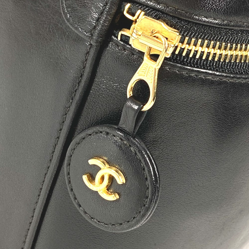 CHANEL CC Coco Mark Logo Picolore Vanity Bag Pouch Box Handbag Leather Women's Black