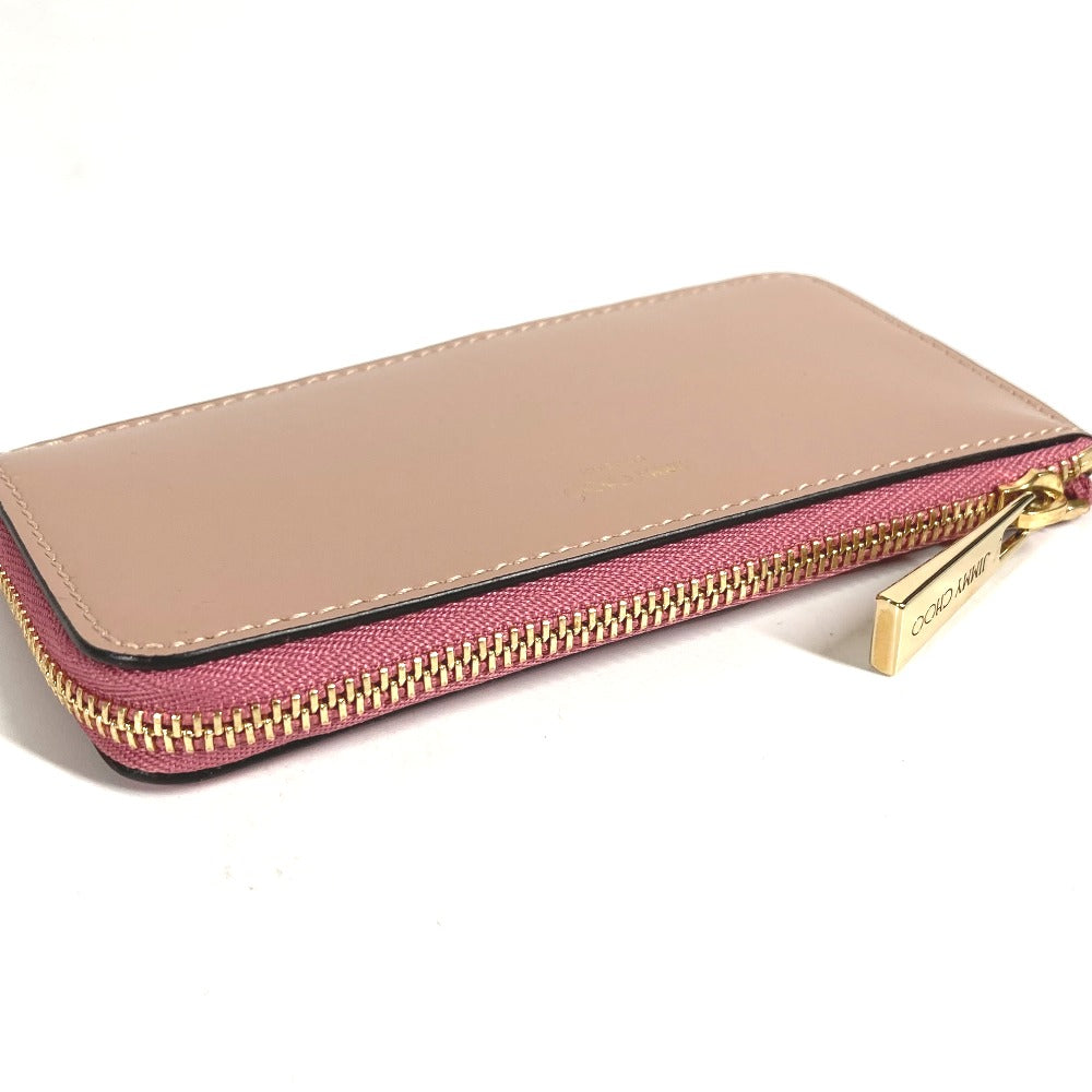 JIMMY CHOO logo card case, business card holder, pass case, fragment case, wallet, coin purse, leather, unisex, pink