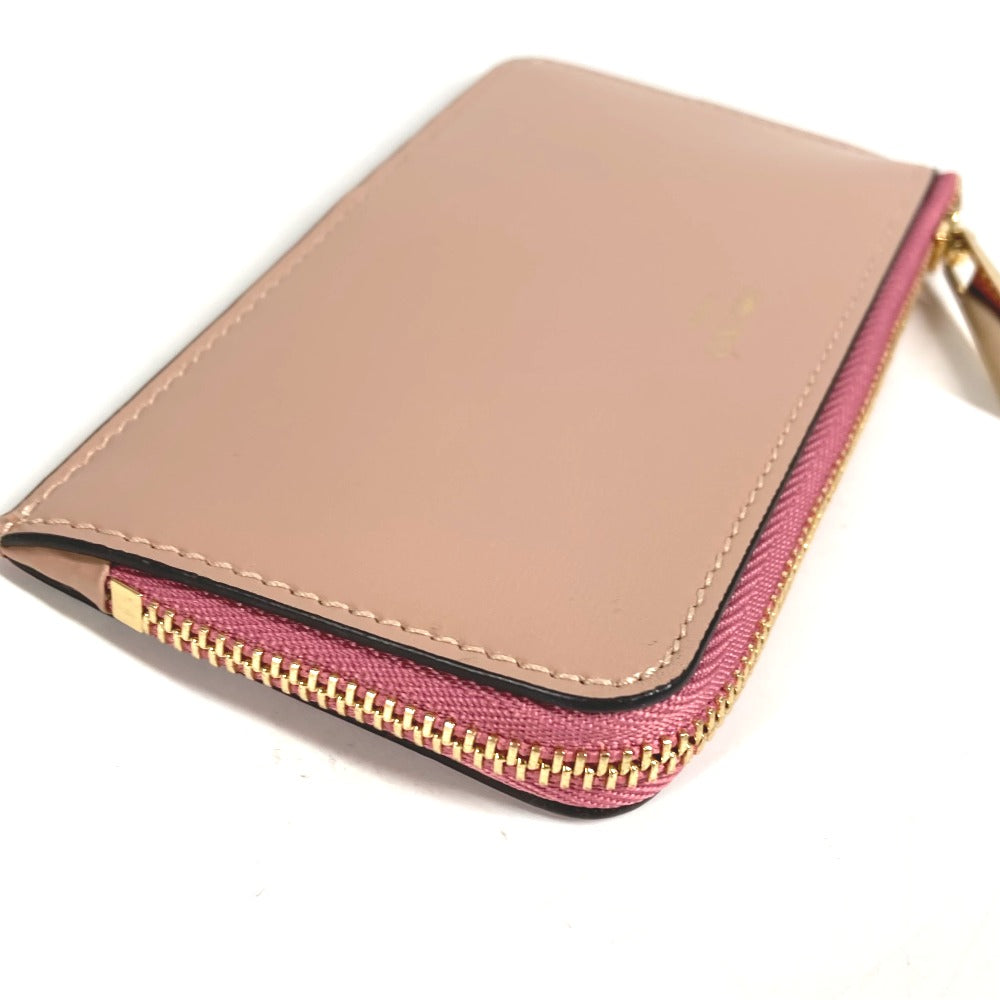 JIMMY CHOO logo card case, business card holder, pass case, fragment case, wallet, coin purse, leather, unisex, pink