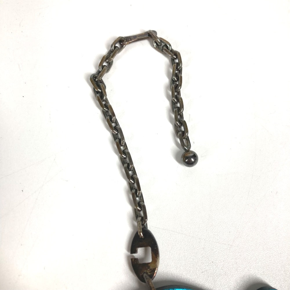 HERMES Animal Chain Bag Charm Keychain Leather Unisex Gray