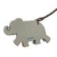HERMES Animal Chain Bag Charm Keychain Leather Unisex Gray