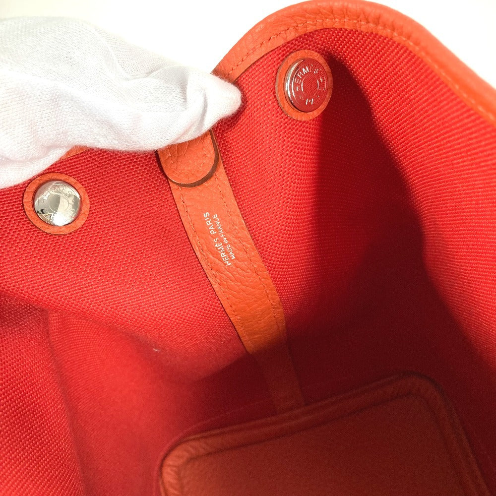 HERMES トートバッグ ガーデンパーティポケット 36 PM カバン ハンドバッグ トワルミリタリー ユニセックス ルージュトマト×カプシーヌ レッド