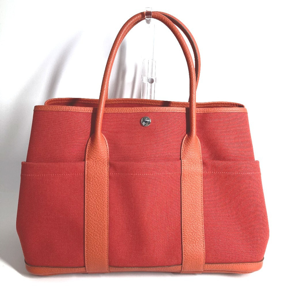HERMES トートバッグ ガーデンパーティポケット 36 PM カバン ハンドバッグ トワルミリタリー ユニセックス ルージュトマト×カプシーヌ レッド