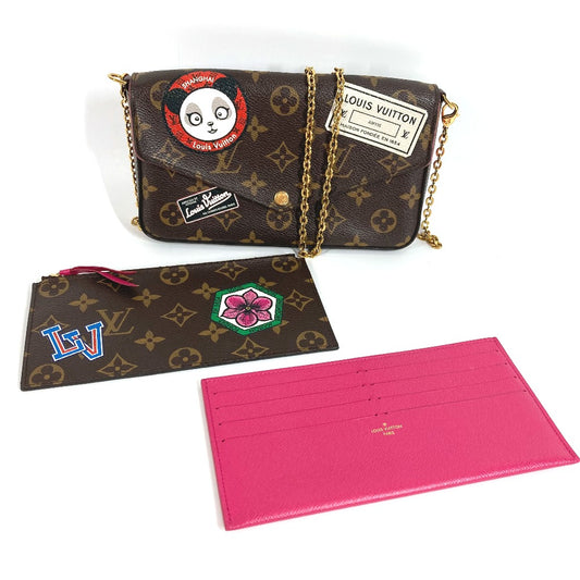 LOUIS VUITTON 不明 モノグラム パンダ 上海 中国 ポシェットフェリシー カバン 斜め掛け チェーンバッグ 長財布 チェーンウォレット ショルダーバッグ モノグラムキャンバス レディース ブラウン