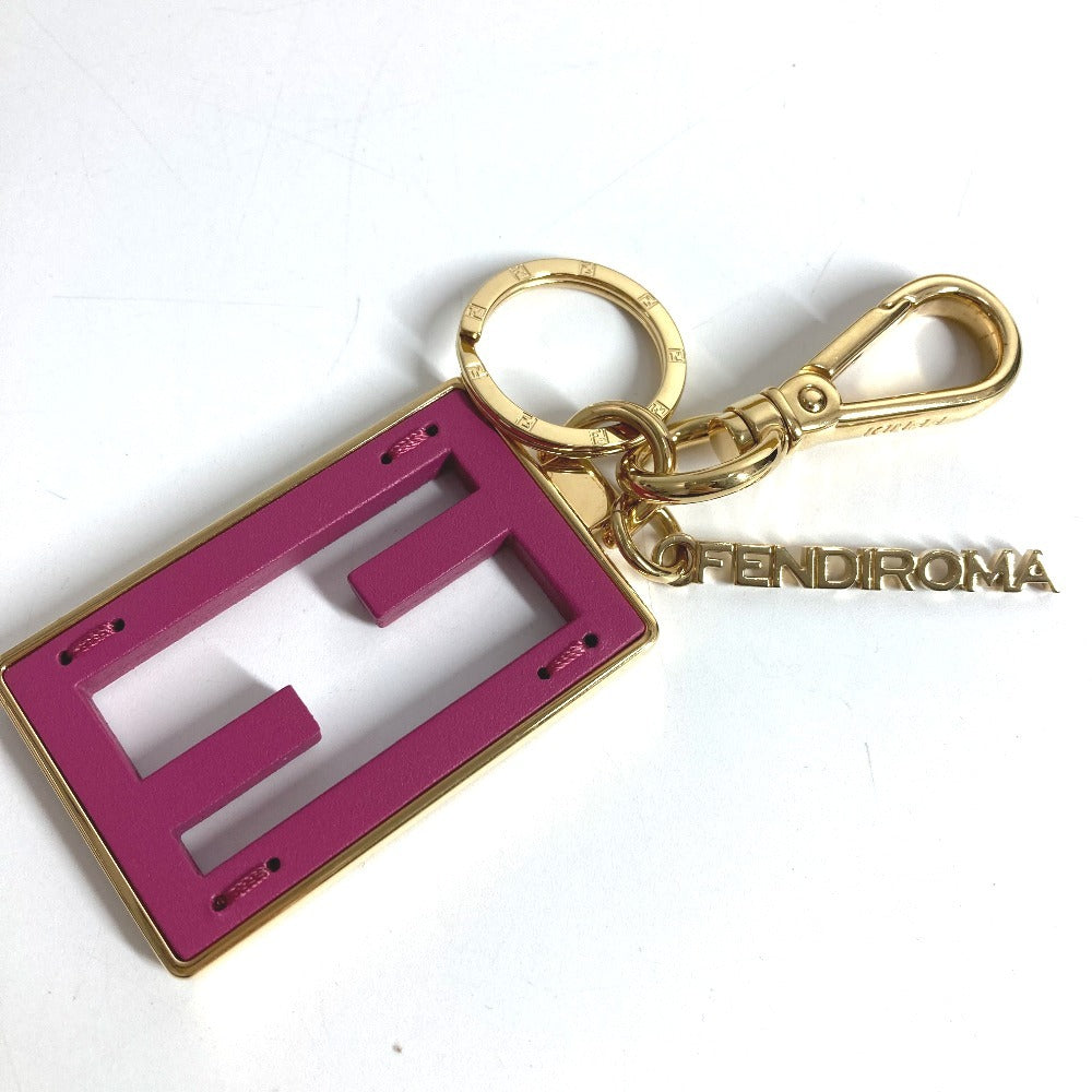 FENDI 7AS229 BAGUETTE Baguette Logo Bag Charm Keychain Metal Unisex Pink Purple