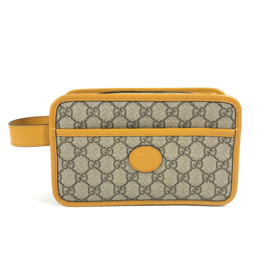 GUCCI 625764 GGスプリーム GG ロゴ クラッチバッグ カバン ポーチ 持ち手つき セカンドバッグ GGキャンバス/レザー ユニセックス ベージュ