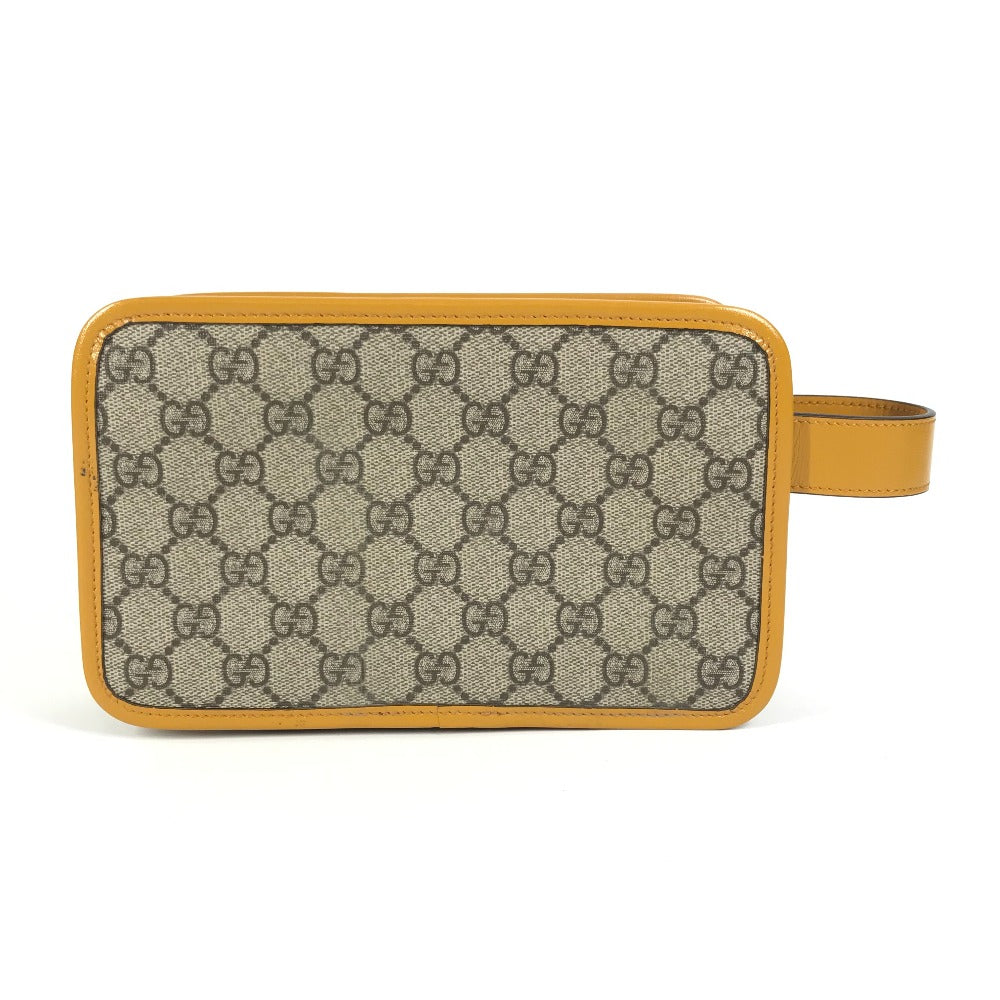GUCCI 625764 GG Supreme GG Logo Clutch Bag/Pouch with Handle/Second Bag in GG Canvas/Leather, Unisex, Beige