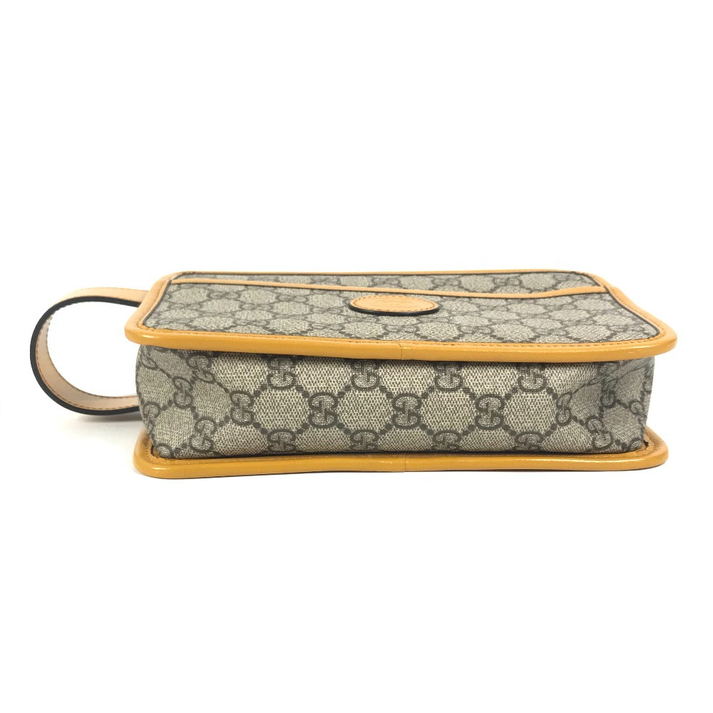 GUCCI 625764 GG Supreme GG Logo Clutch Bag/Pouch with Handle/Second Bag in GG Canvas/Leather, Unisex, Beige
