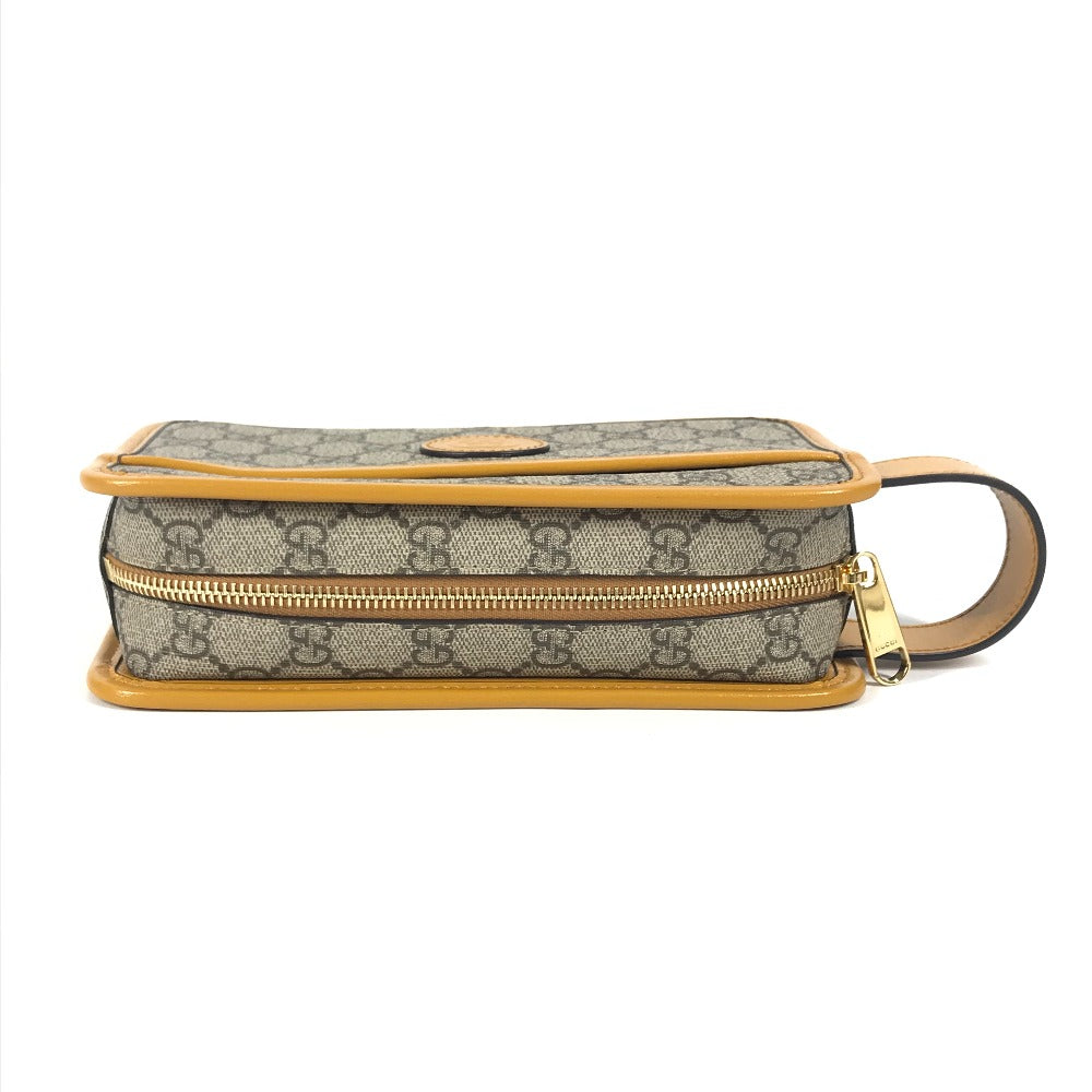 GUCCI 625764 GG Supreme GG Logo Clutch Bag/Pouch with Handle/Second Bag in GG Canvas/Leather, Unisex, Beige