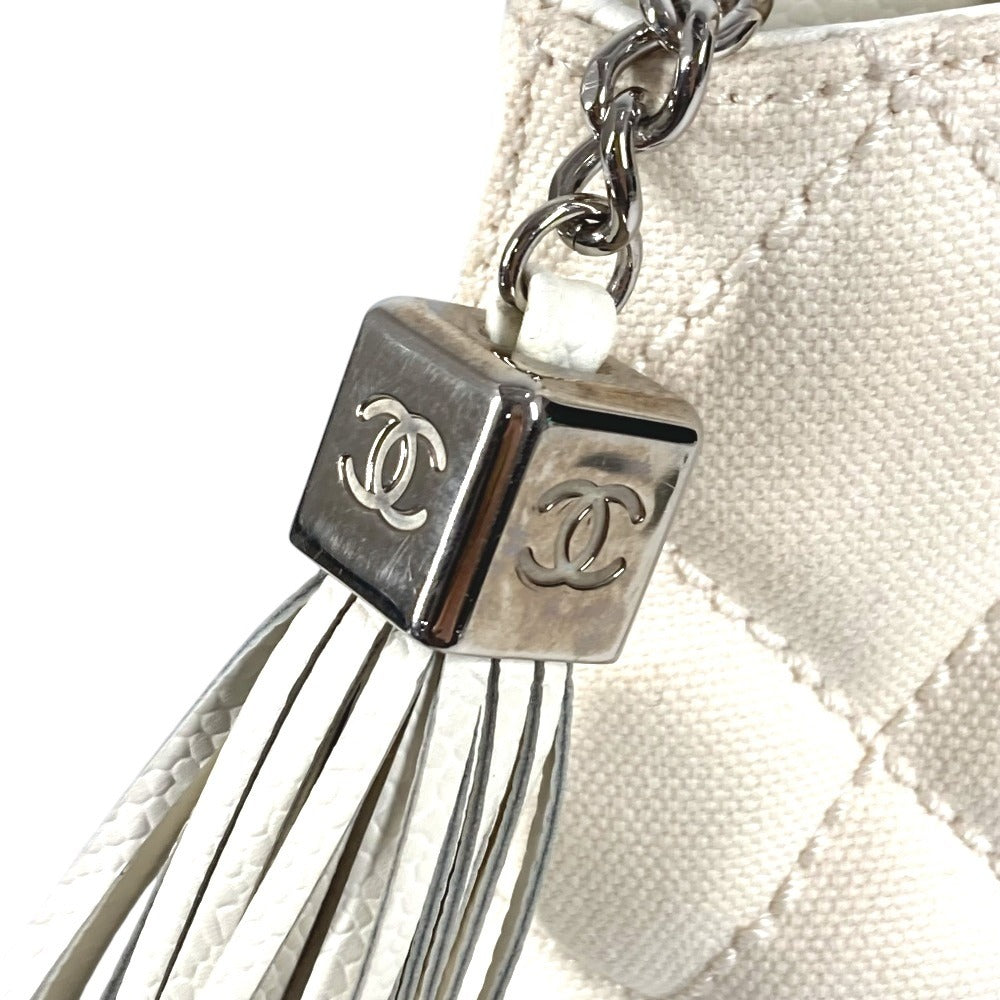 CHANEL CC ココマーク ロゴ キルティング マトラッセ 復刻トート フリンジ タッセル トートバッグ カバン 肩掛け 9618*** ショルダーバッグ レザー/キャンバス ユニセックス ホワイト