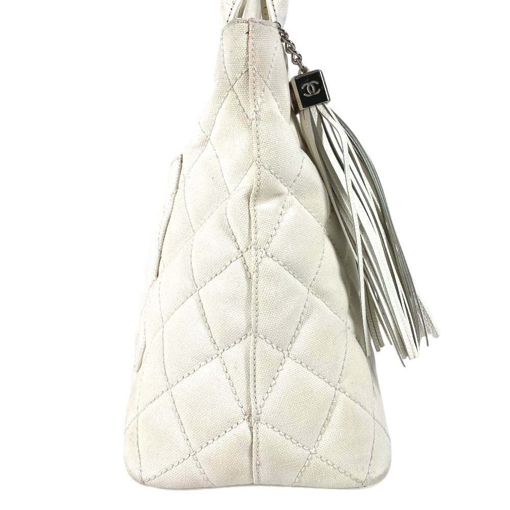 CHANEL CC ココマーク ロゴ キルティング マトラッセ 復刻トート フリンジ タッセル トートバッグ カバン 肩掛け 9618*** ショルダーバッグ レザー/キャンバス ユニセックス ホワイト