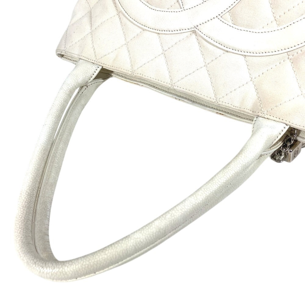 CHANEL CC ココマーク ロゴ キルティング マトラッセ 復刻トート フリンジ タッセル トートバッグ カバン 肩掛け 9618*** ショルダーバッグ レザー/キャンバス ユニセックス ホワイト