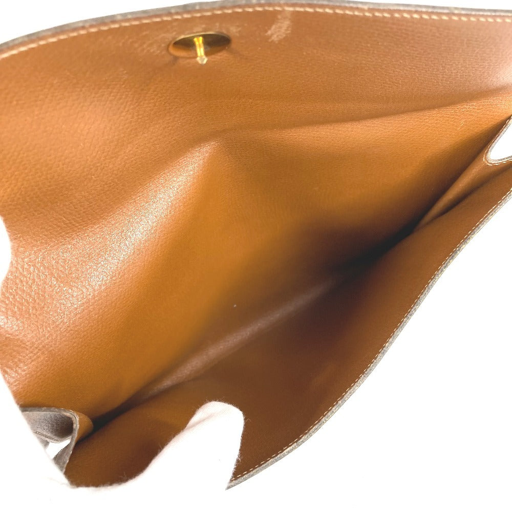 HERMES H logo vintage Pochette Rio clutch bag, pouch, or second bag in unisex brown leather.