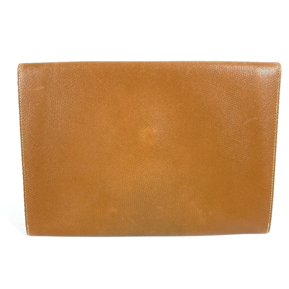 HERMES H logo vintage Pochette Rio clutch bag, pouch, or second bag in unisex brown leather.