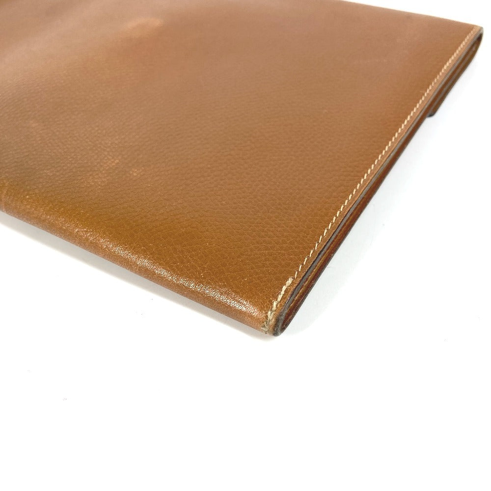 HERMES H logo vintage Pochette Rio clutch bag, pouch, or second bag in unisex brown leather.