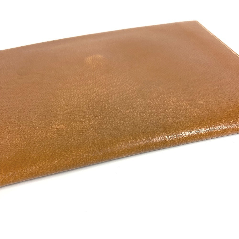 HERMES H logo vintage Pochette Rio clutch bag, pouch, or second bag in unisex brown leather.