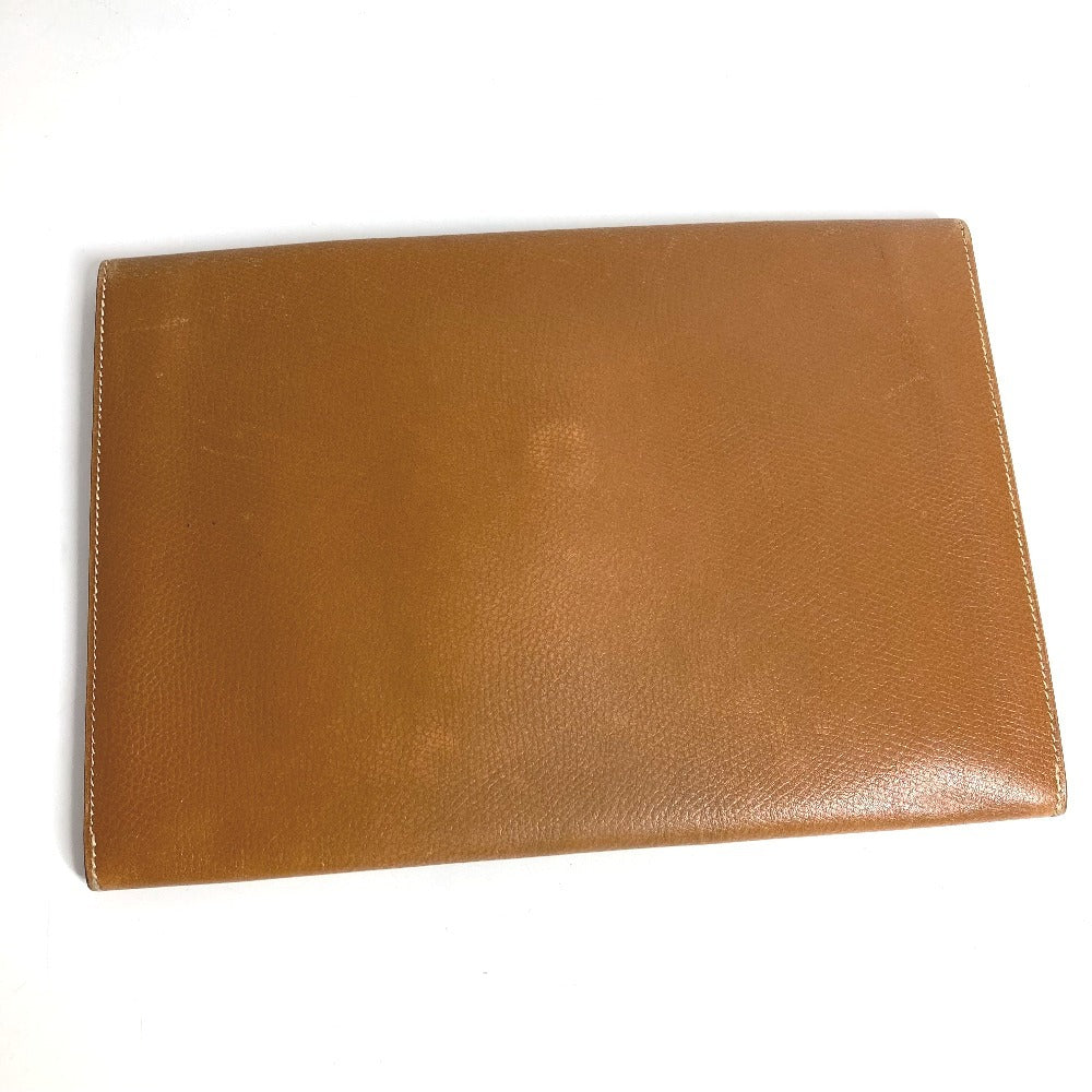 HERMES H logo vintage Pochette Rio clutch bag, pouch, or second bag in unisex brown leather.