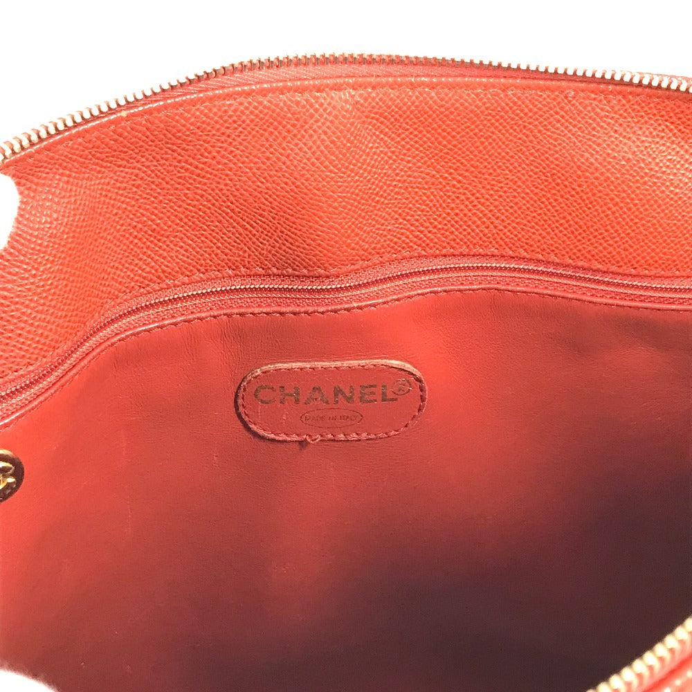 Vintage CHANEL shoulder bag, tote bag, Boston bag, leather, unisex, orange