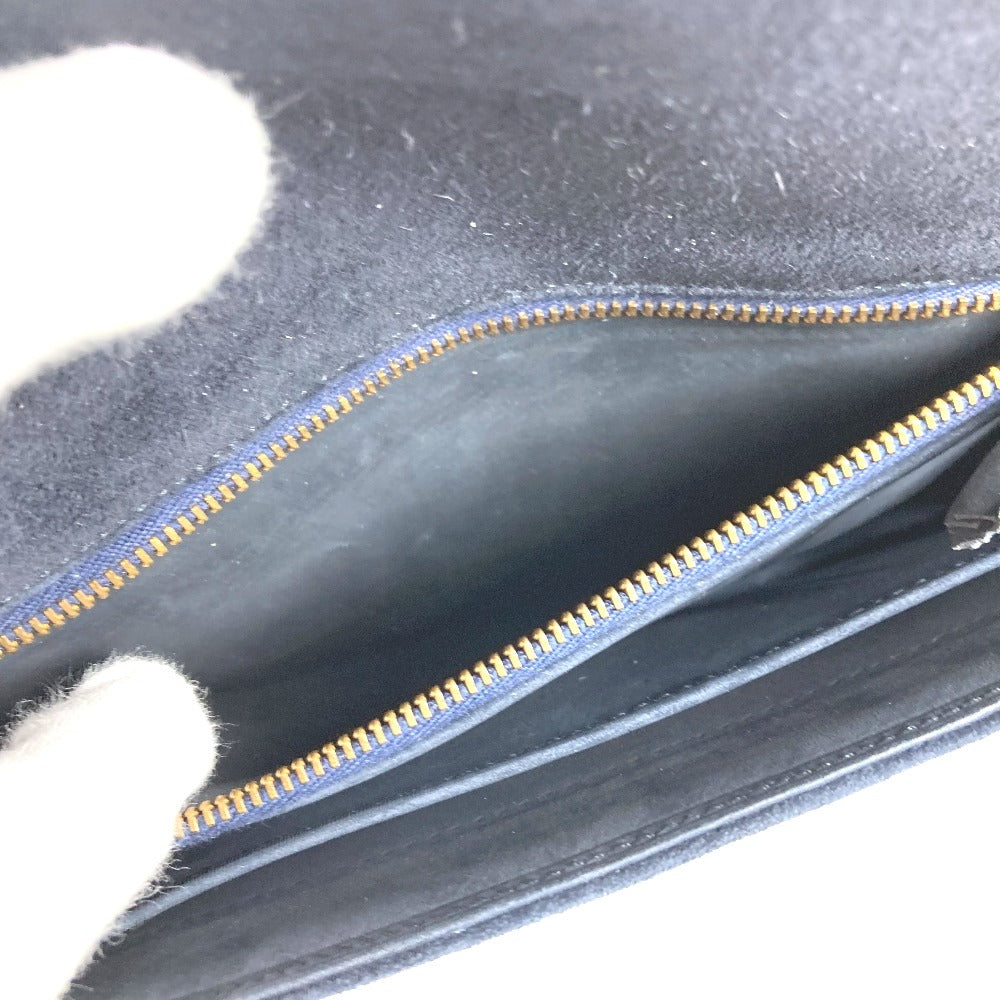 HERMES Vintage Flap Clutch Bag, Pouch, Second Bag, Dobris, Unisex, Navy