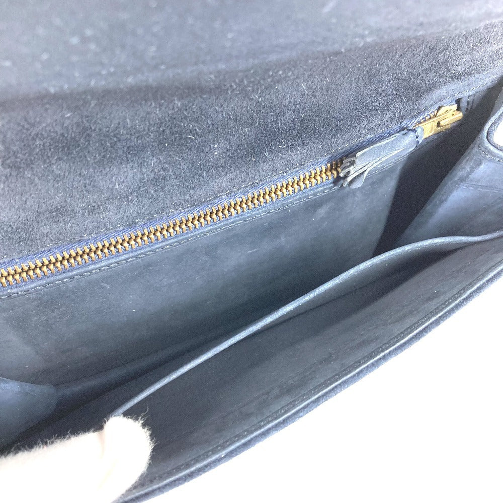 HERMES Vintage Flap Clutch Bag, Pouch, Second Bag, Dobris, Unisex, Navy