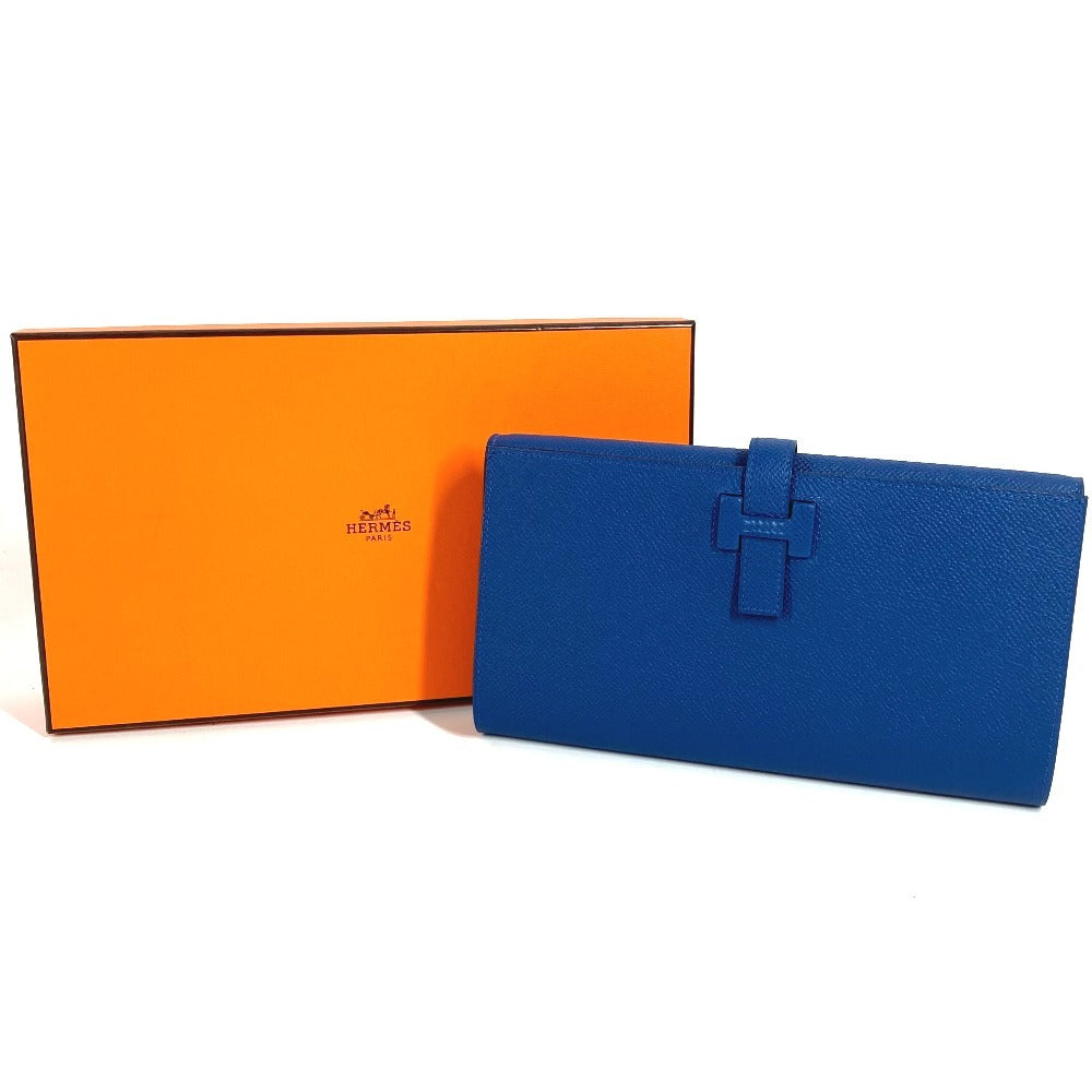 HERMES New H Passant Toutenman H Logo Long Wallet Clutch Bag Bag Long Wallet Epson Unisex Deep Blue
