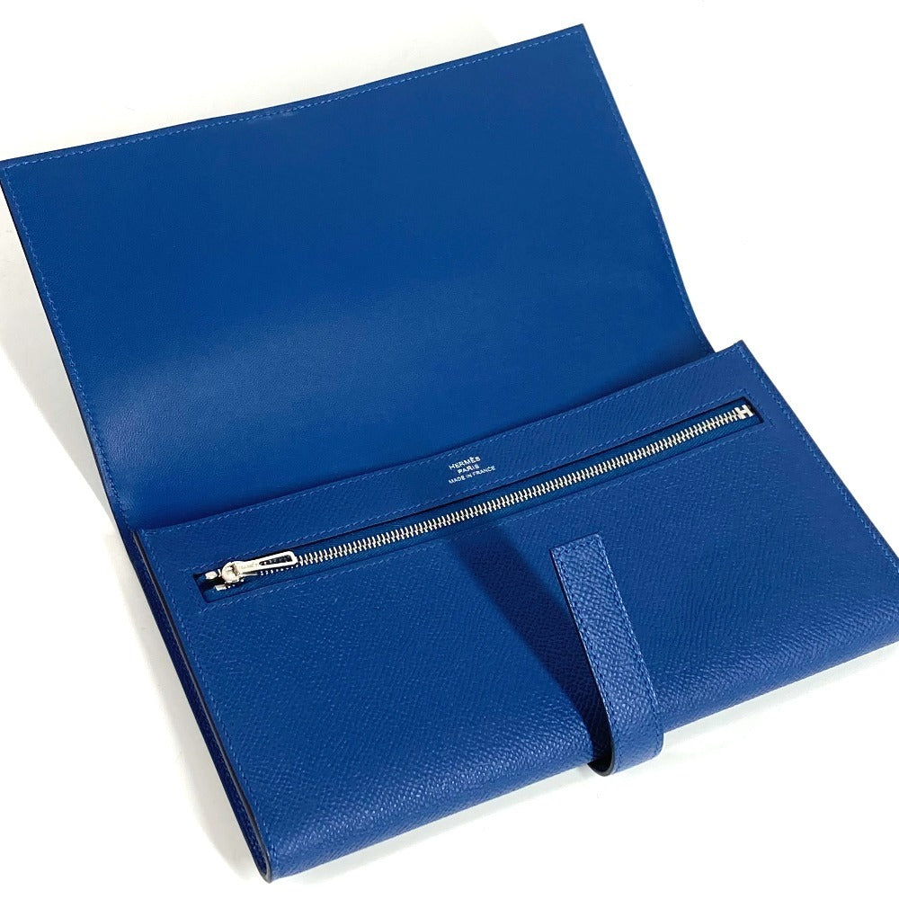 HERMES New H Passant Toutenman H Logo Long Wallet Clutch Bag Bag Long Wallet Epson Unisex Deep Blue