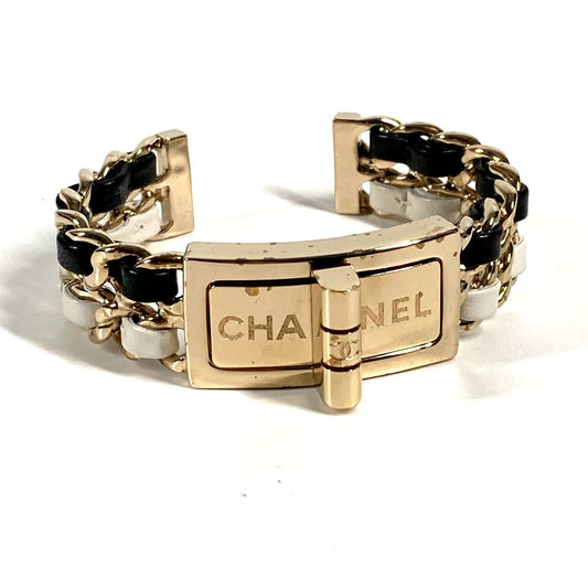 CHANEL B22A CC ロゴ ココマーク Wチェーン ブレスレット アクセサリー ジュエリー バングル メタル レディース ブラック