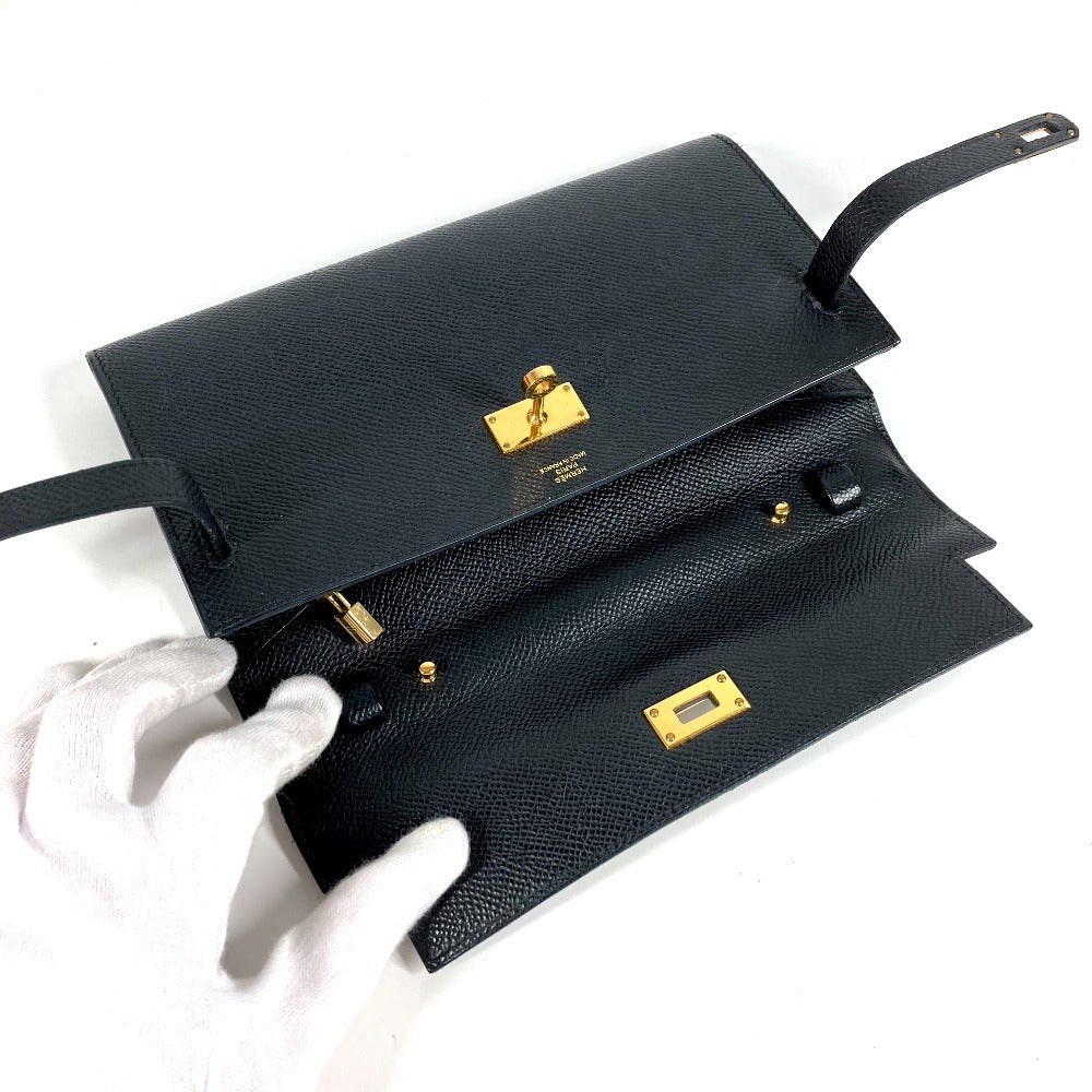 HERMES Shoulder Wallet Kelly Wallet Long To-Go Bag Shoulder Bag Pochette Long Wallet Epson Unisex Black