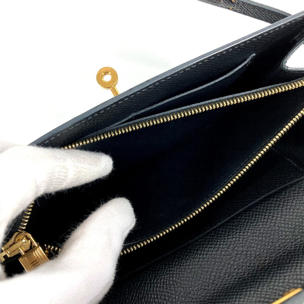 HERMES Shoulder Wallet Kelly Wallet Long To-Go Bag Shoulder Bag Pochette Long Wallet Epson Unisex Black