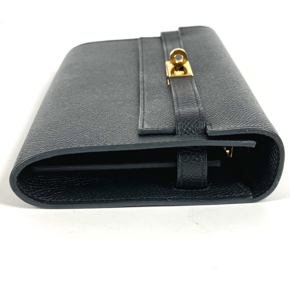 HERMES Shoulder Wallet Kelly Wallet Long To-Go Bag Shoulder Bag Pochette Long Wallet Epson Unisex Black