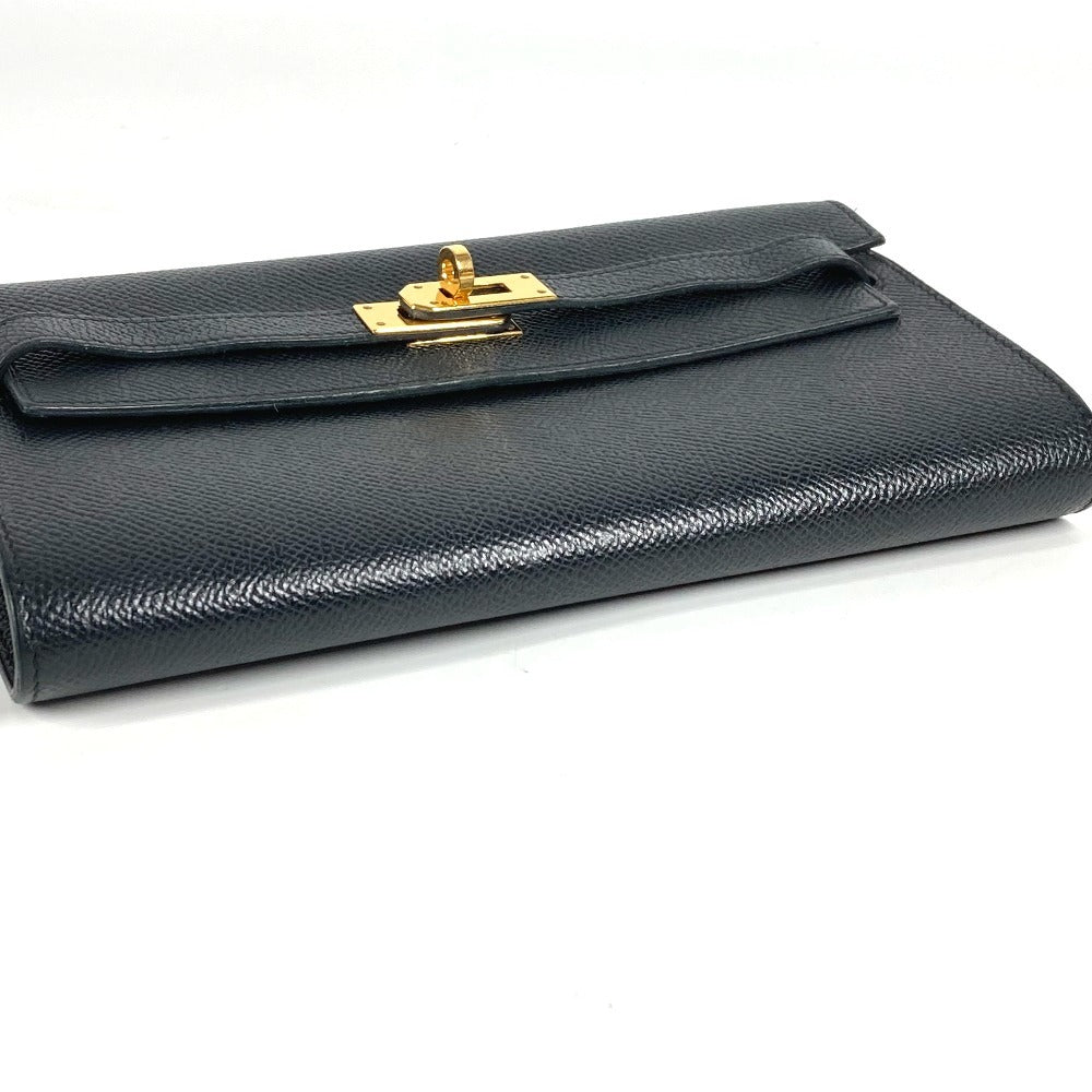 HERMES Shoulder Wallet Kelly Wallet Long To-Go Bag Shoulder Bag Pochette Long Wallet Epson Unisex Black