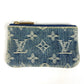 LOUIS VUITTON M95343 Monogram Denim Pochette Cle Wallet with Coin Purse and Key Ring, Monogram Denim, Unisex, Blue