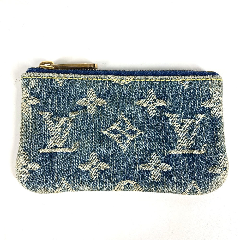 LOUIS VUITTON M95343 Monogram Denim Pochette Cle Wallet with Coin Purse and Key Ring, Monogram Denim, Unisex, Blue