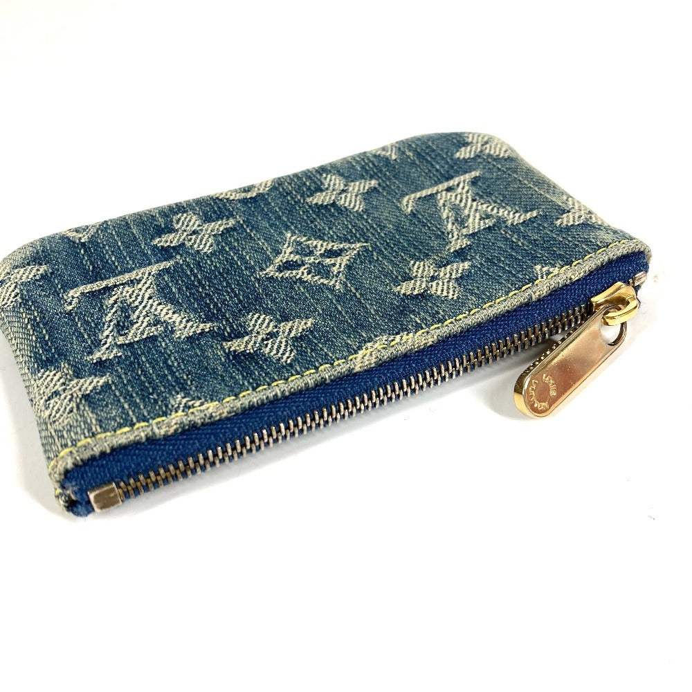 LOUIS VUITTON M95343 Monogram Denim Pochette Cle Wallet with Coin Purse and Key Ring, Monogram Denim, Unisex, Blue