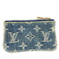 LOUIS VUITTON M95343 Monogram Denim Pochette Cle Wallet with Coin Purse and Key Ring, Monogram Denim, Unisex, Blue