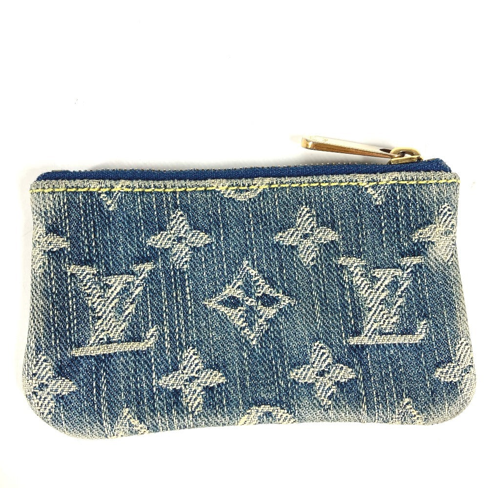 LOUIS VUITTON M95343 Monogram Denim Pochette Cle Wallet with Coin Purse and Key Ring, Monogram Denim, Unisex, Blue