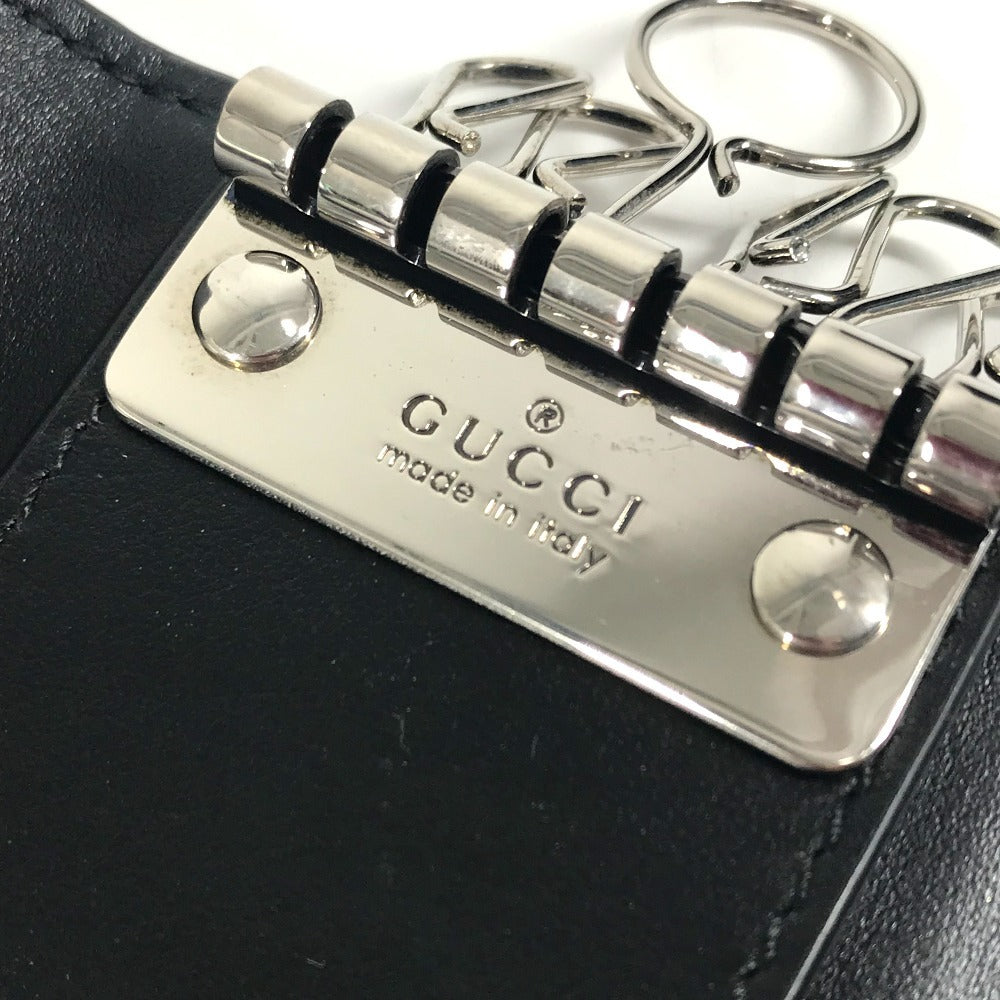 GUCCI 625565 GG Embossed Logo 6-Piece Key Case with Key Ring, Leather, Unisex, Black