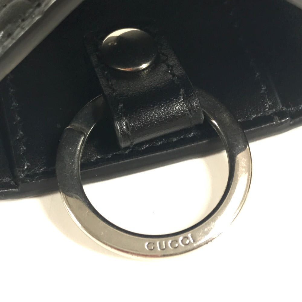 GUCCI 625565 GG Embossed Logo 6-Piece Key Case with Key Ring, Leather, Unisex, Black