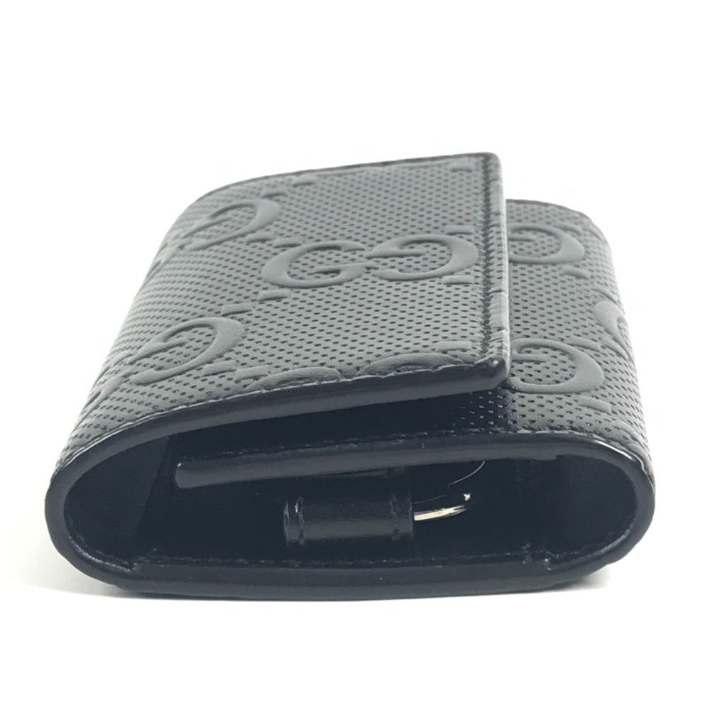 GUCCI 625565 GG Embossed Logo 6-Piece Key Case with Key Ring, Leather, Unisex, Black